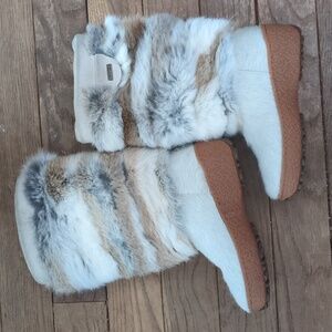 Oscar Sport White Fur Boots - Handmade in Italy Size 36